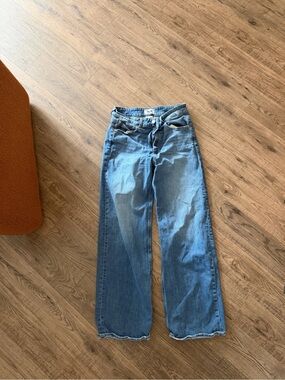 PAIGE Light Blue Denim Jeans with Silver Button